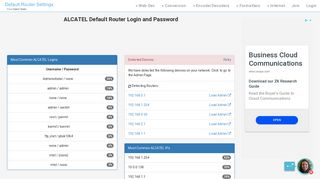 
                            2. ALCATEL Default Router Login and Password - Clean CSS