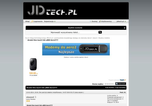 Alcatel One touch link y800 Aero2??? - forum jdtech - jdtech.pl