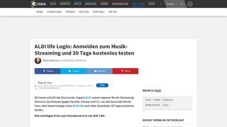 
                            8. ALDI life Login: Anmelden zum Musik-Streaming und 30 Tage ... - Giga