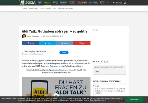 
                            9. Aldi Talk aufladen & Guthaben abfragen – so geht's – GIGA