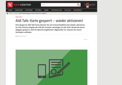 
                            1. Aldi Talk Karte gesperrt wieder aktivieren: so geht´s | TippCenter