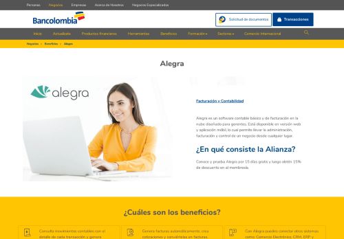
                            8. Alegra - Beneficios Pyme - Grupo Bancolombia