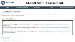 
                            10. ALEKS Math Assessment - Penn State University - Advising @ PSU