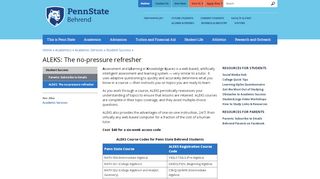
                            11. ALEKS: The no-pressure refresher | Penn State Behrend