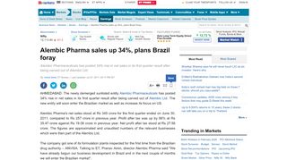 
                            9. Alembic Pharma sales up 34%, plans Brazil foray - The Economic Times