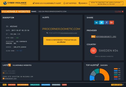 
                            9. Alert on procorner.dometic.com (Vulnerable websites)