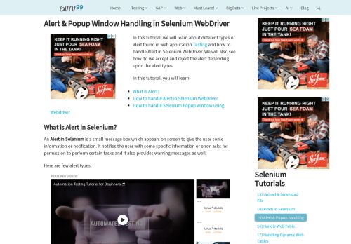 
                            11. Alert & Popup Window Handling in Selenium WebDriver - Guru99