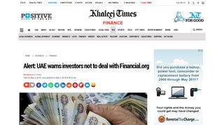 
                            10. Alert: UAE warns investors not to deal with Financial.org - Khaleej Times