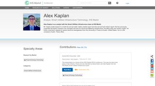 
                            8. Alex Kaplan, Analyst, Smart Utilities Infrastructure Technology, IHS ...