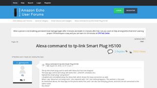 
                            10. Alexa command to tp-link Smart Plug HS100 - Echo (Alexa) User Forums