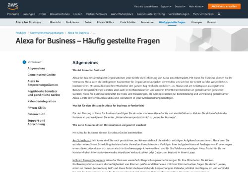 
                            13. Alexa for Business – Häufig gestellte Fragen - AWS - Amazon.com