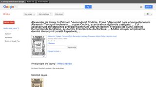 
                            8. Alexander de Imola, In Primam °-secundam! Codicis. Prima ... - Google Books Result