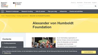 
                            7. Alexander von Humboldt Foundation - Research in Germany