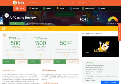 
                            9. Alf Casino Review ᐈ 50 Casino Spins Bonus - Latest Casino Bonuses