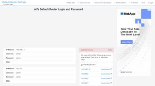 
                            13. Alfa Default Router Login and Password - Clean CSS