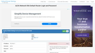 
                            10. ALFA Network R36 Default Router Login and Password - ...