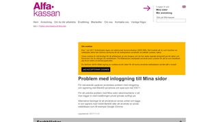 
                            6. Alfakassan - Problem med inloggning till Mina sidor