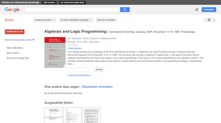 
                            9. Algebraic and Logic Programming: International Workshop, Gaussig, ...