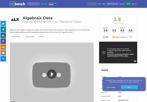 
                            6. Algebraix Data (ALX) - ICO rating and details | ICObench