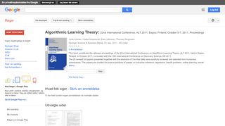 
                            12. Algorithmic Learning Theory: 22nd International Conference, ALT ...