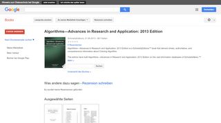 
                            10. Algorithms—Advances in Research and Application: 2013 Edition - Google Books-Ergebnisseite