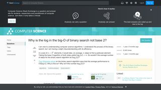 
                            10. algorithms - Why is the log in the big-O of binary search not base 2 ...