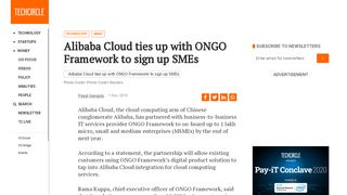 
                            12. Alibaba Cloud ties up with ONGO Framework to sign up SMEs ...