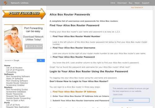 
                            1. Alice Box Router Passwords - Port Forward