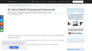 
                            8. Alice Default Password, Login & IP List (updated ... - Router-Reset.com