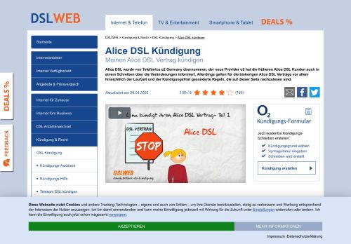 
                            12. Alice DSL Kündigung: Hier online Ihren Alice DSL Vertrag kündigen