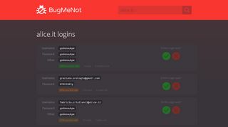 
                            9. alice.it passwords - BugMeNot