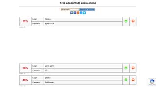 
                            8. alicia online - free accounts, logins and passwords