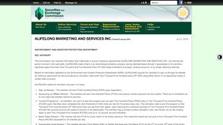 
                            12. ALIFELONG MARKETING AND SERVICES INC