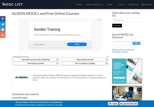 
                            8. ALISON MOOCs and Free Online Courses | MOOC List