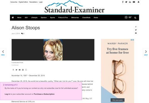 
                            12. Alison Stoops | Obituaries | standard.net