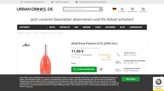 
                            5. Alizé Rose Passion 0,7L (20% Vol.) - Alizé - Likör - Urban Drinks