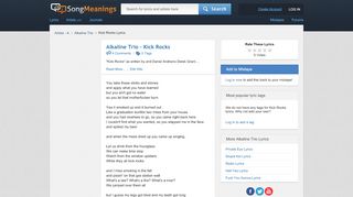 
                            10. Alkaline Trio - Kick Rocks Lyrics | SongMeanings