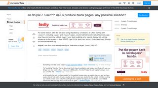 
                            5. all drupal 7 /user/*/* URLs produce blank pages. any possible ...