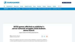 
                            11. All EA games affected as publisher's server network struggles amid ...
