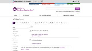 
                            12. All Handouts | Pediatric Patient Education | AAP Point-of-Care-Solutions