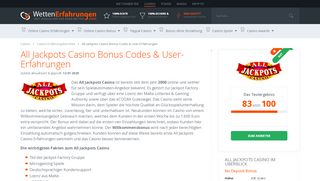 
                            7. All Jackpots Casino Bonus Codes & Echte User Erfahrungen | 2019