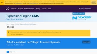 
                            5. All of a sudden I can't login to control panel? | ExpressionEngine ...