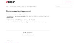 
                            1. All of my matches disappeared. – Tinder
