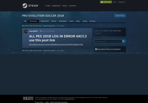 
                            10. ALL PES 2018 LOG IN ERROR GKCC2 use this post link :: PRO ...