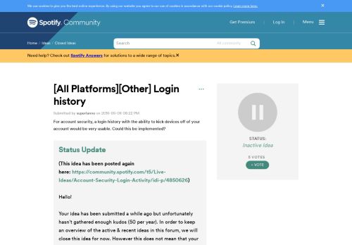 
                            6. [All Platforms][Other] Login history - The Spotify Community