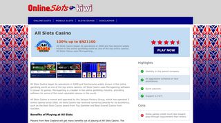 
                            5. All Slots Casino NZ – Play at the best online slots casino!