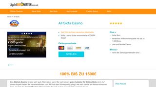 
                            9. All Slots Casino Test 2019 | 1.500€ gratis Willkommenspaket
