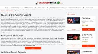 
                            7. All Slots Online Casino for NZ Players | No Deposit Bonus NZ