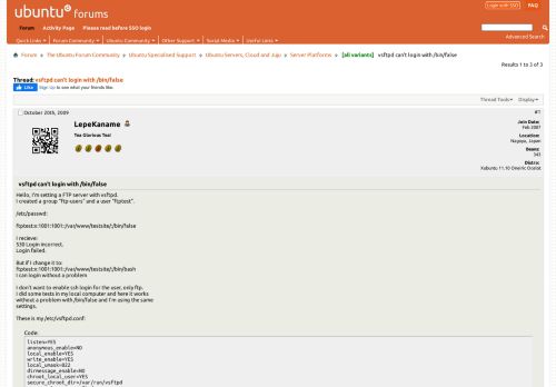 
                            11. [all variants] vsftpd can't login with /bin/false - Ubuntu Forums