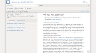 
                            5. All You Are Brothers - Watchtower ONLINE LIBRARY - jw.org
